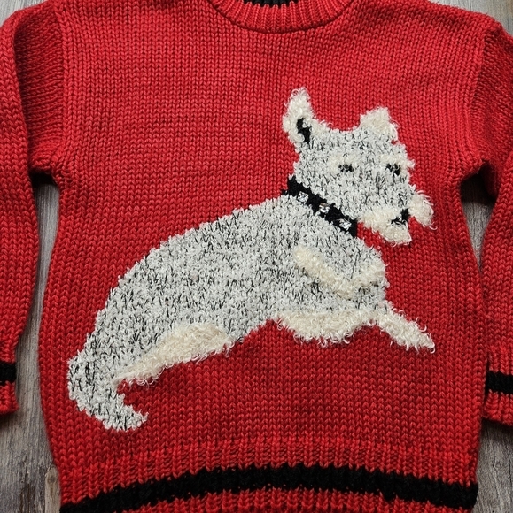 Far & Near Vintage Sweater Small Red with Dog - Picture 2 of 11